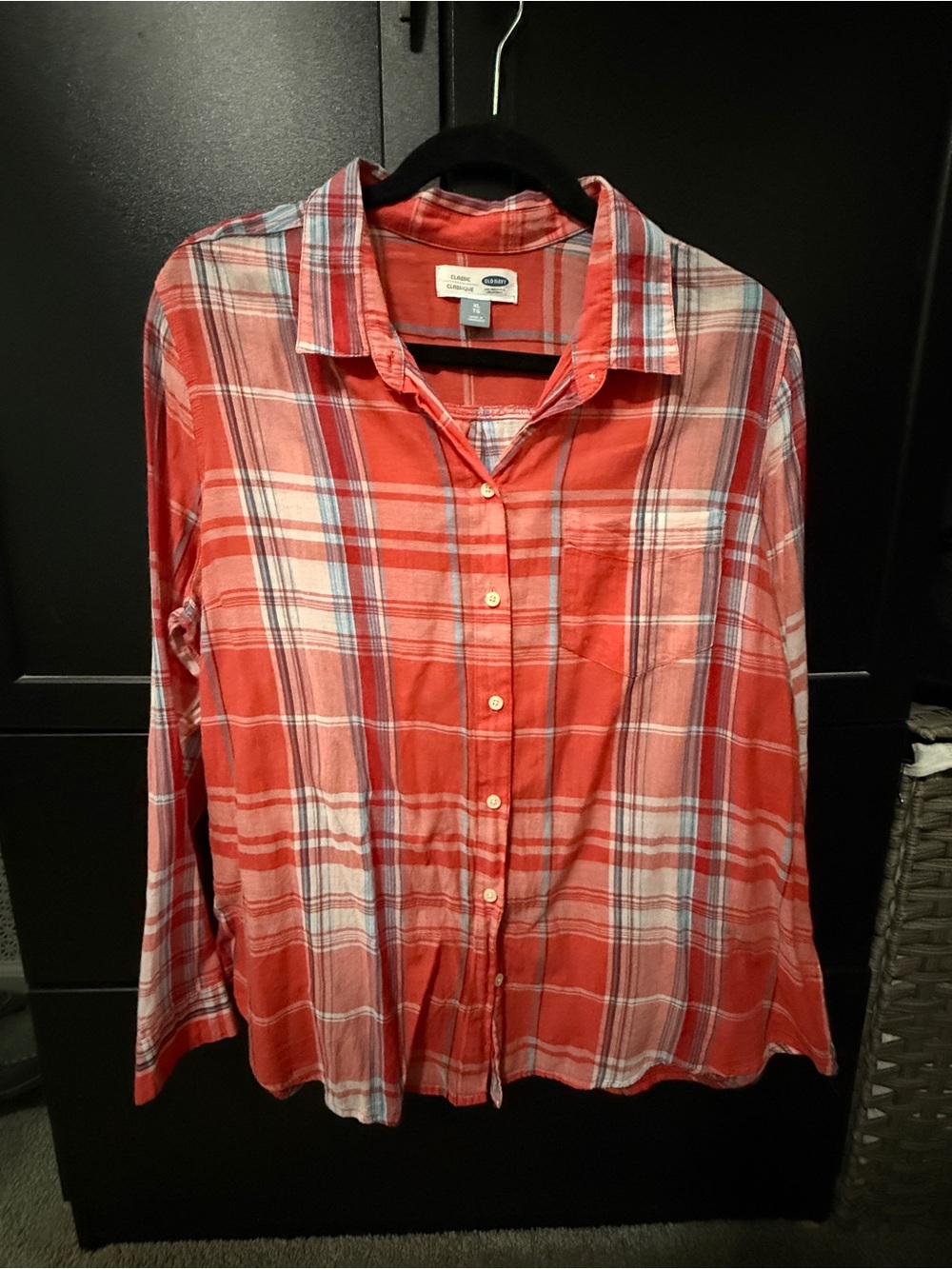 Old Navy Red and White Plaid Button-Down Shirt - Women